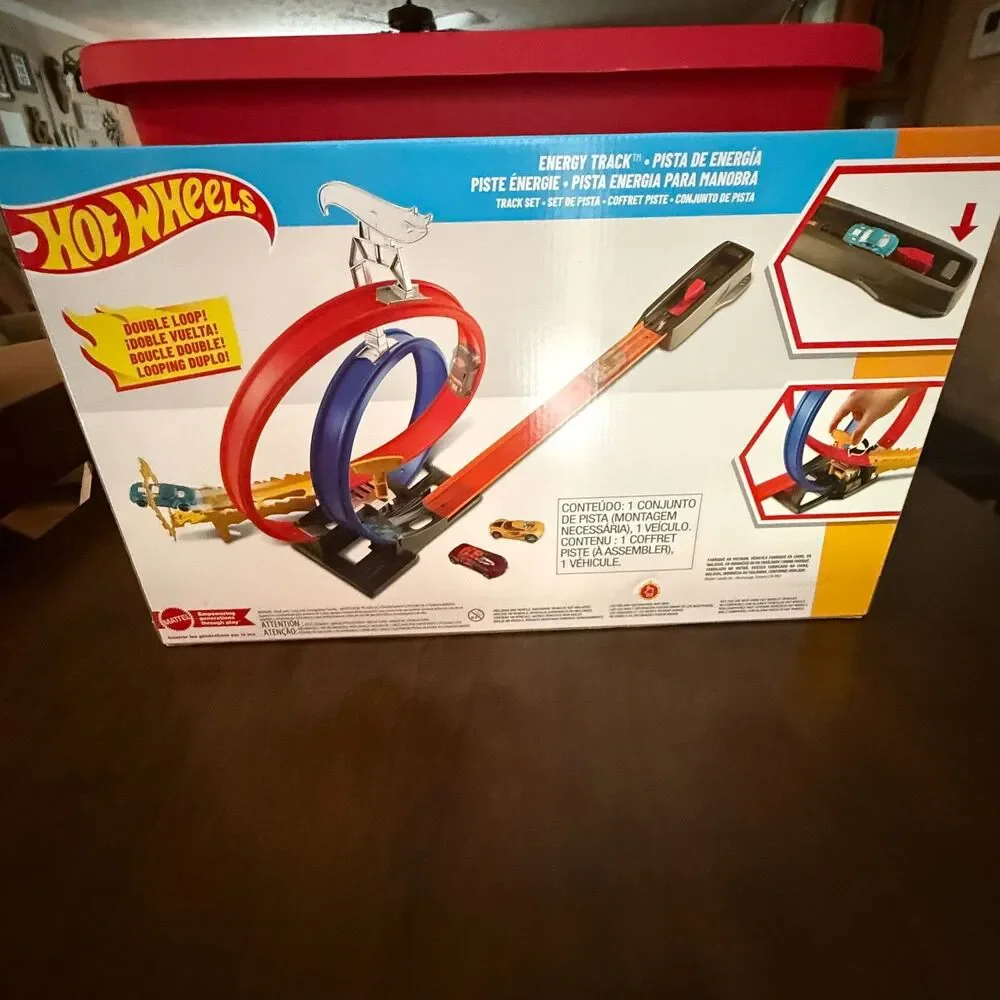 Hot Wheels Let's Race Energy Track Double Loop Stunt Set NWT GND92